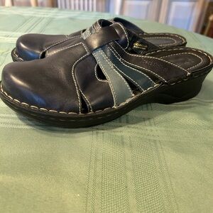 Josef Seibel Navy and Teal Leather Slip-Ons Mules Size 40 EUC